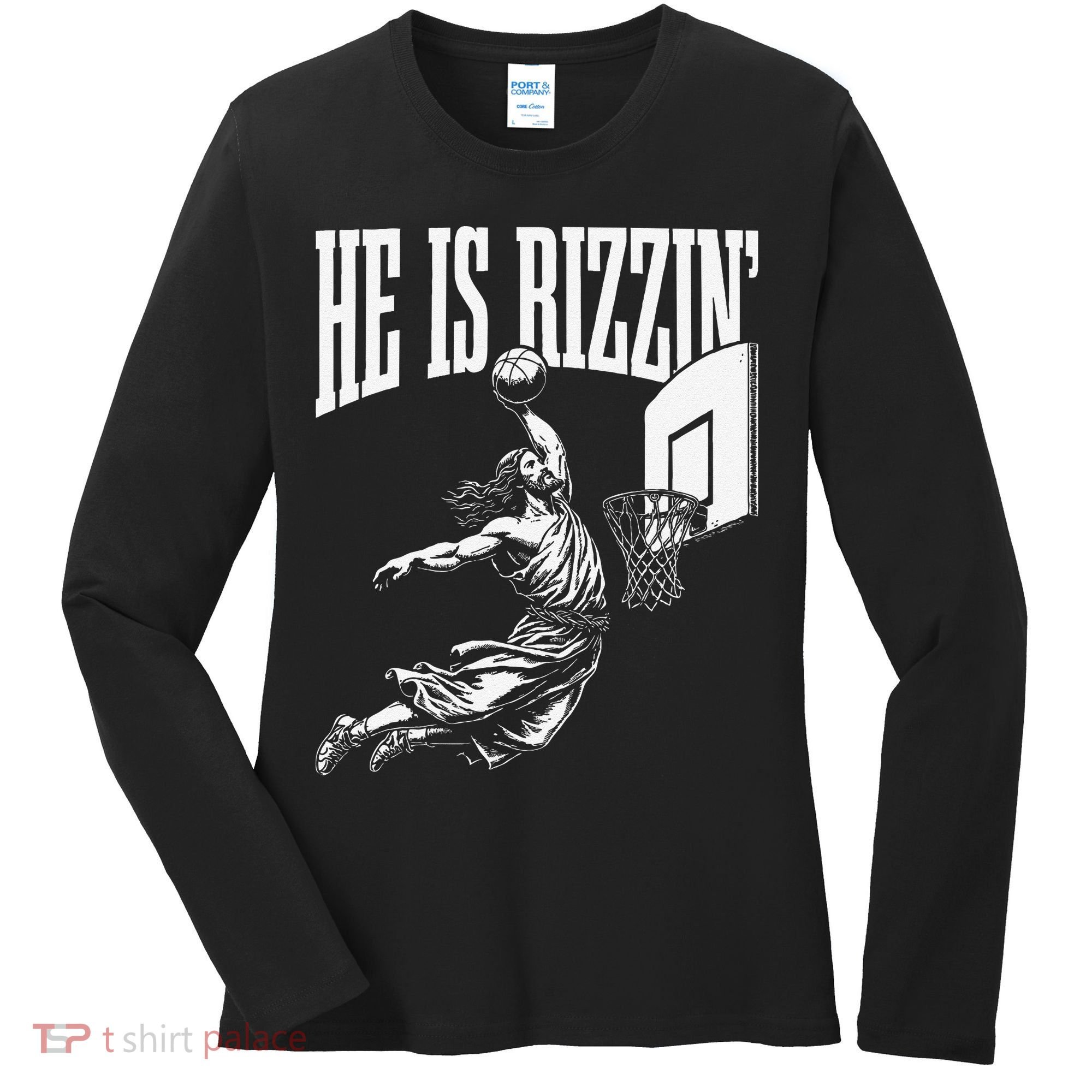 He Is Funny Rizzin Basketball Gift Women's Long Sleeve Shirt