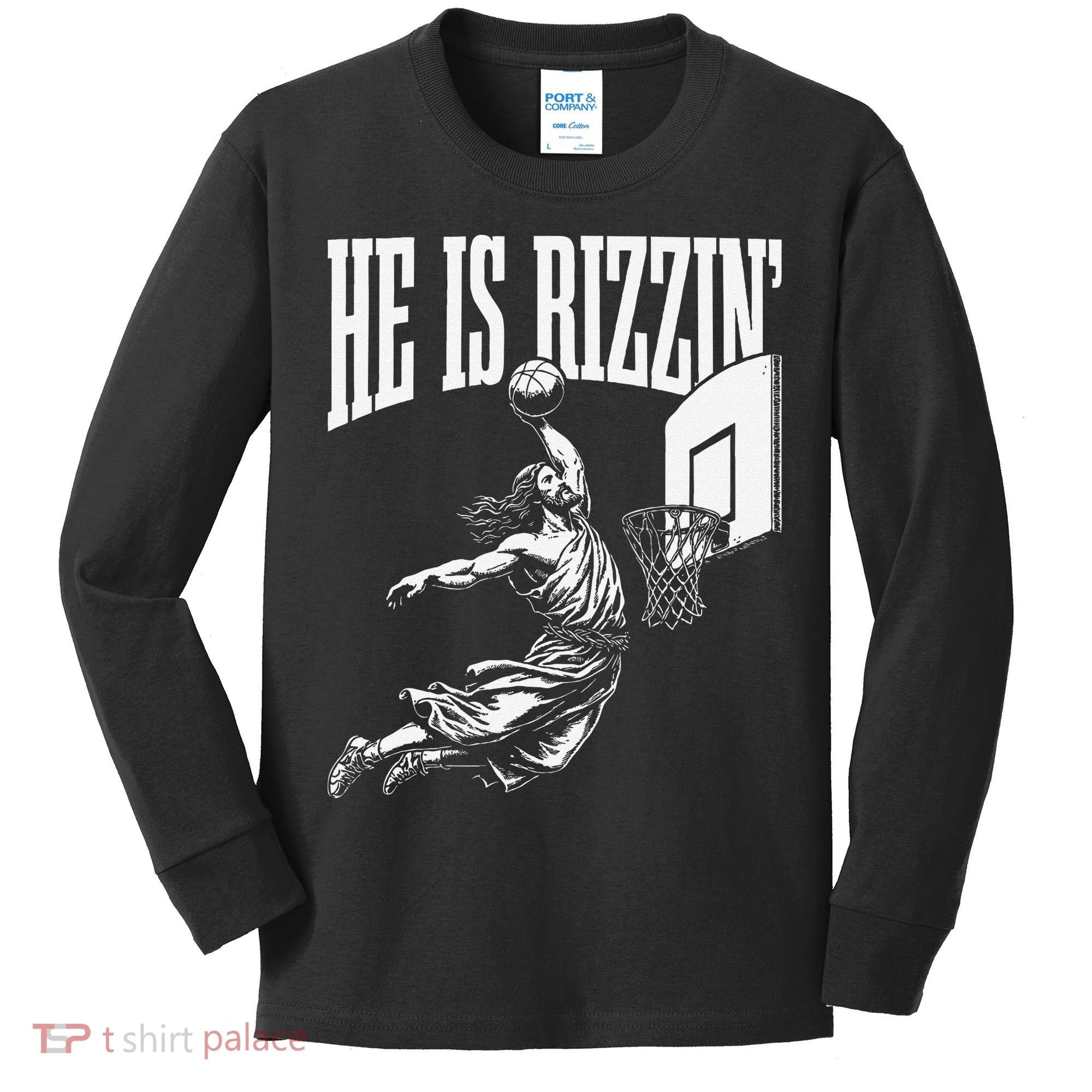 He Is Funny Rizzin Basketball Gift Kids Long Sleeve Shirt