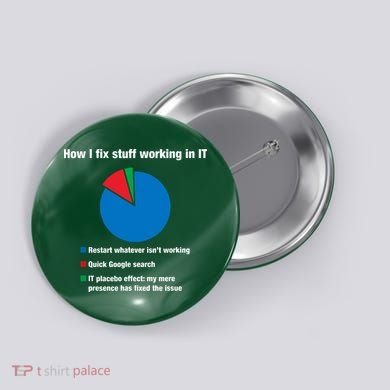 How I Fix Stuff Working In IT, Tech Support Geek Nerd Gift Button