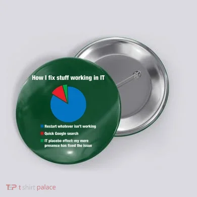 How I Fix Stuff Working In IT, Tech Support Geek Nerd Gift Button