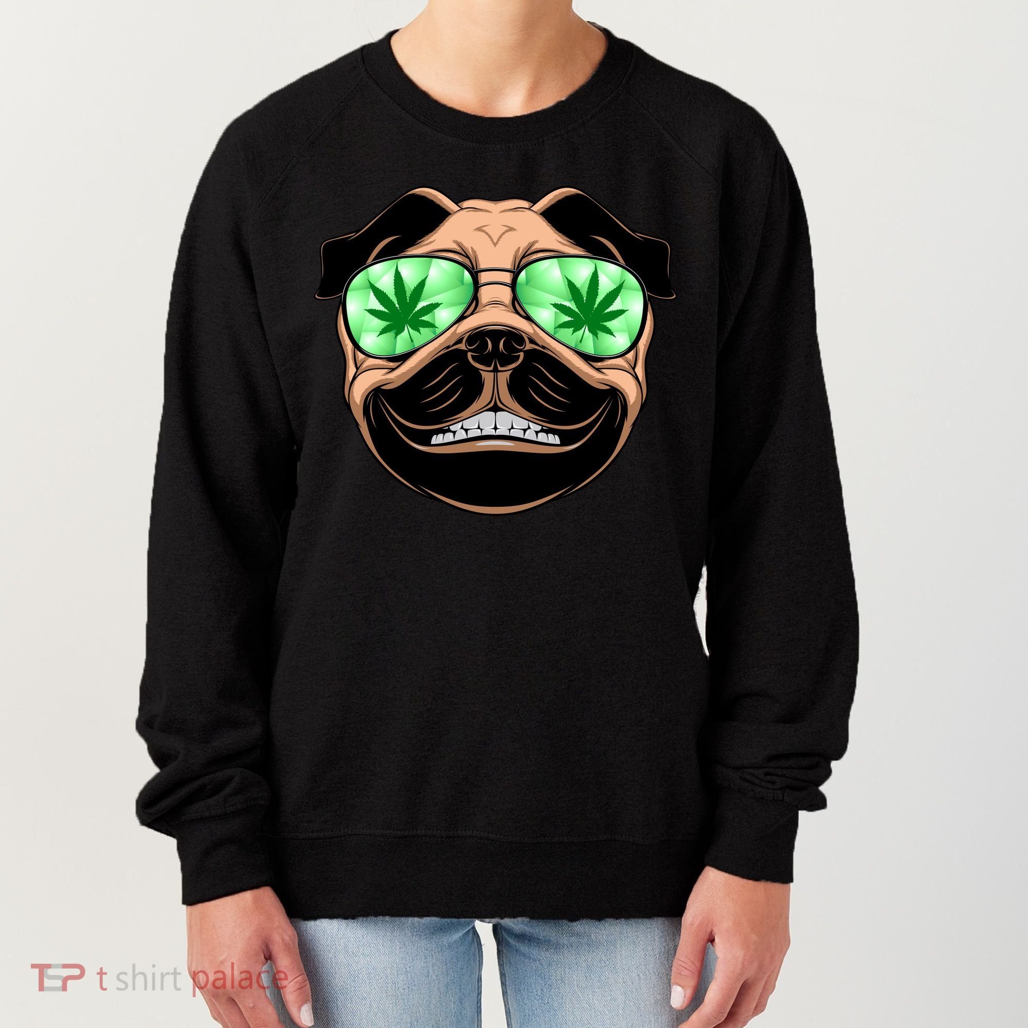 High Off Weed Smiling Pug Women's Sweatshirt