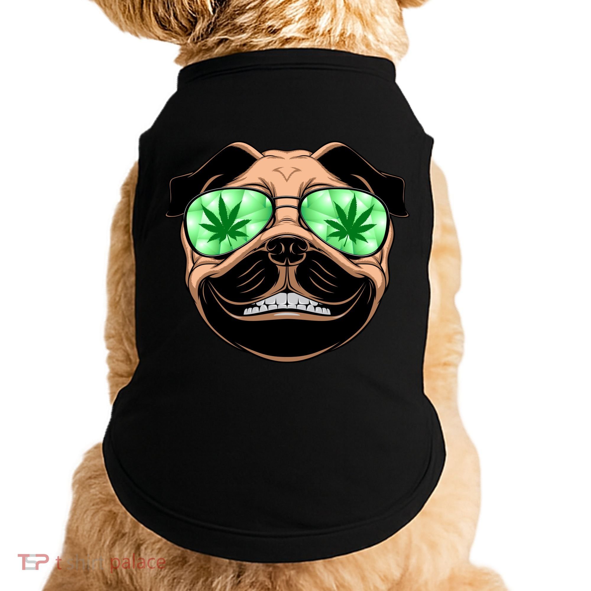 High Off Weed Smiling Pug Doggie Tank