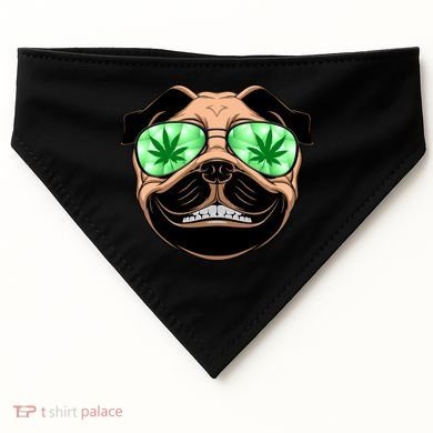 High Off Weed Smiling Pug USA-Made Doggie Bandana