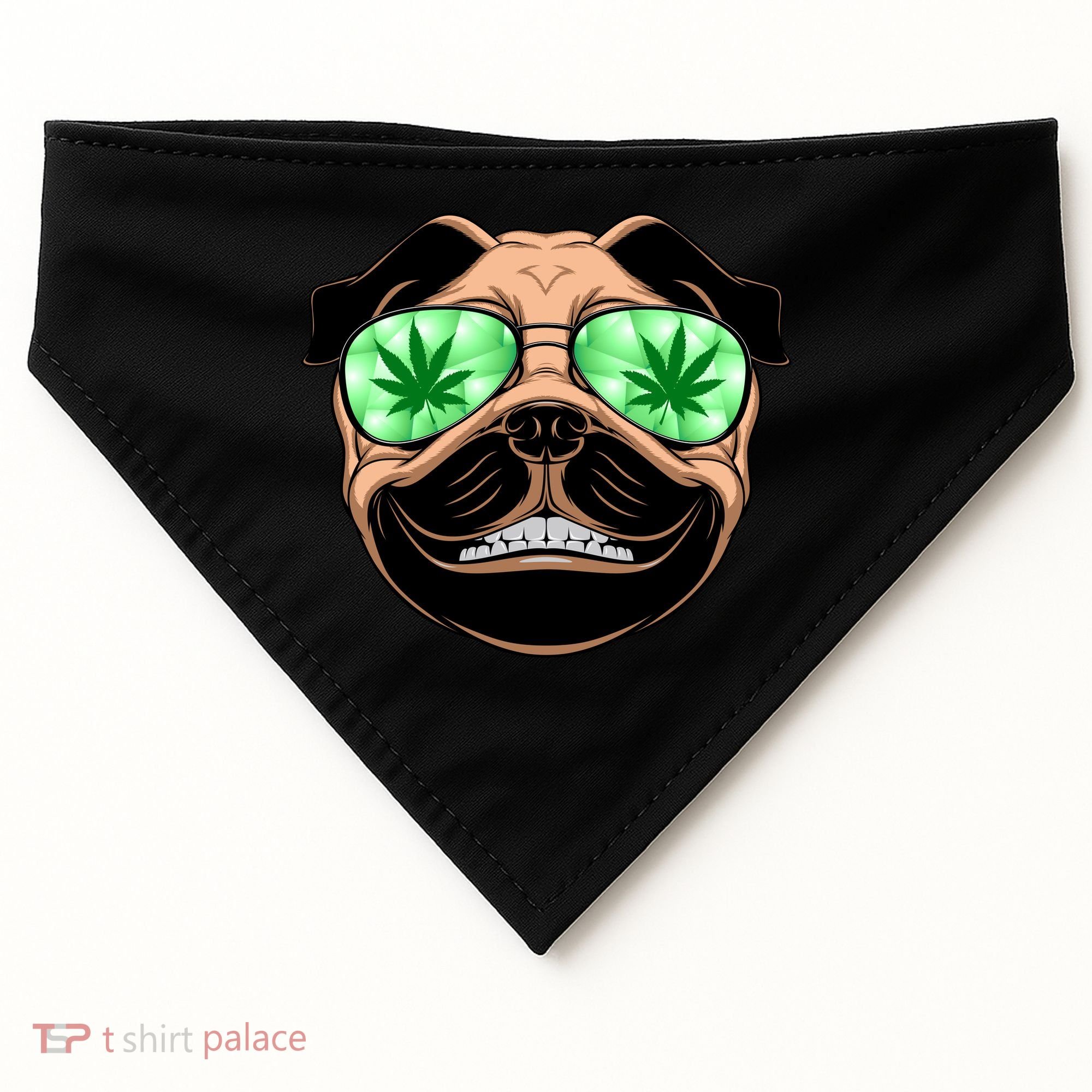High Off Weed Smiling Pug USA-Made Doggie Bandana