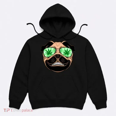 High Off Weed Smiling Pug Hoodie