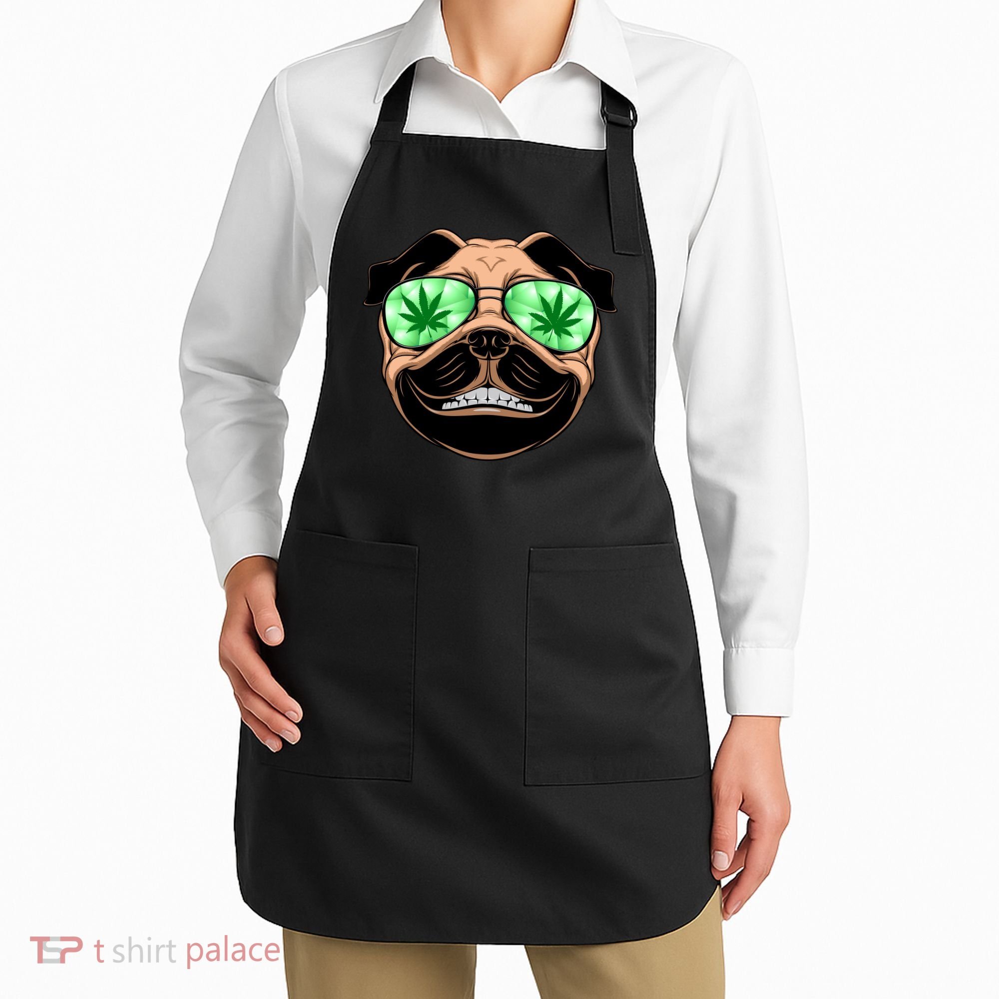 High Off Weed Smiling Pug Apron