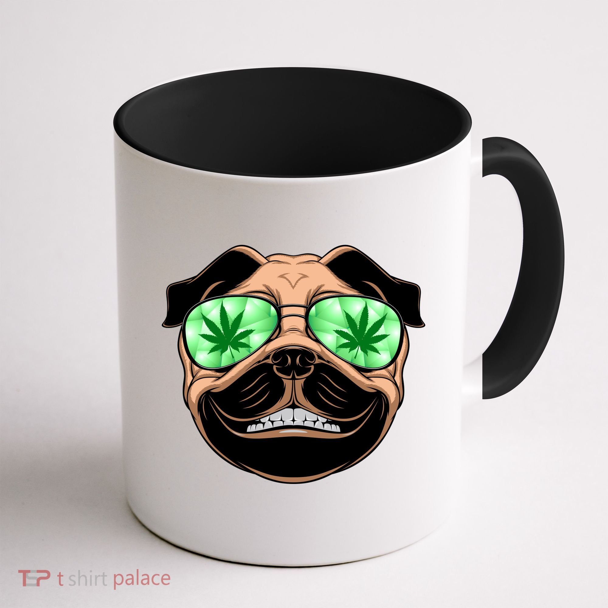 High Off Weed Smiling Pug Coffee Mug