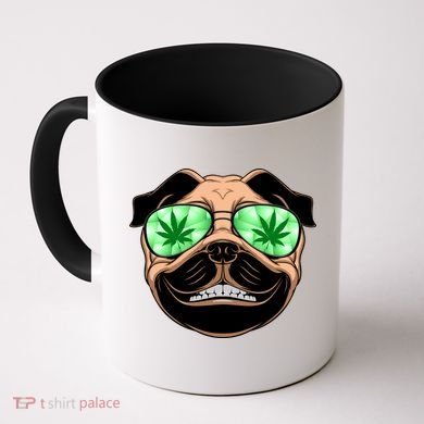High Off Weed Smiling Pug Coffee Mug