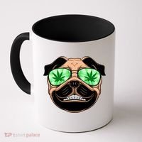 High Off Weed Smiling Pug Coffee Mug thumb 0