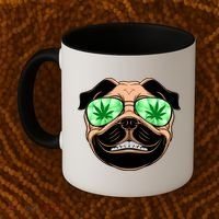 High Off Weed Smiling Pug Coffee Mug thumb 2