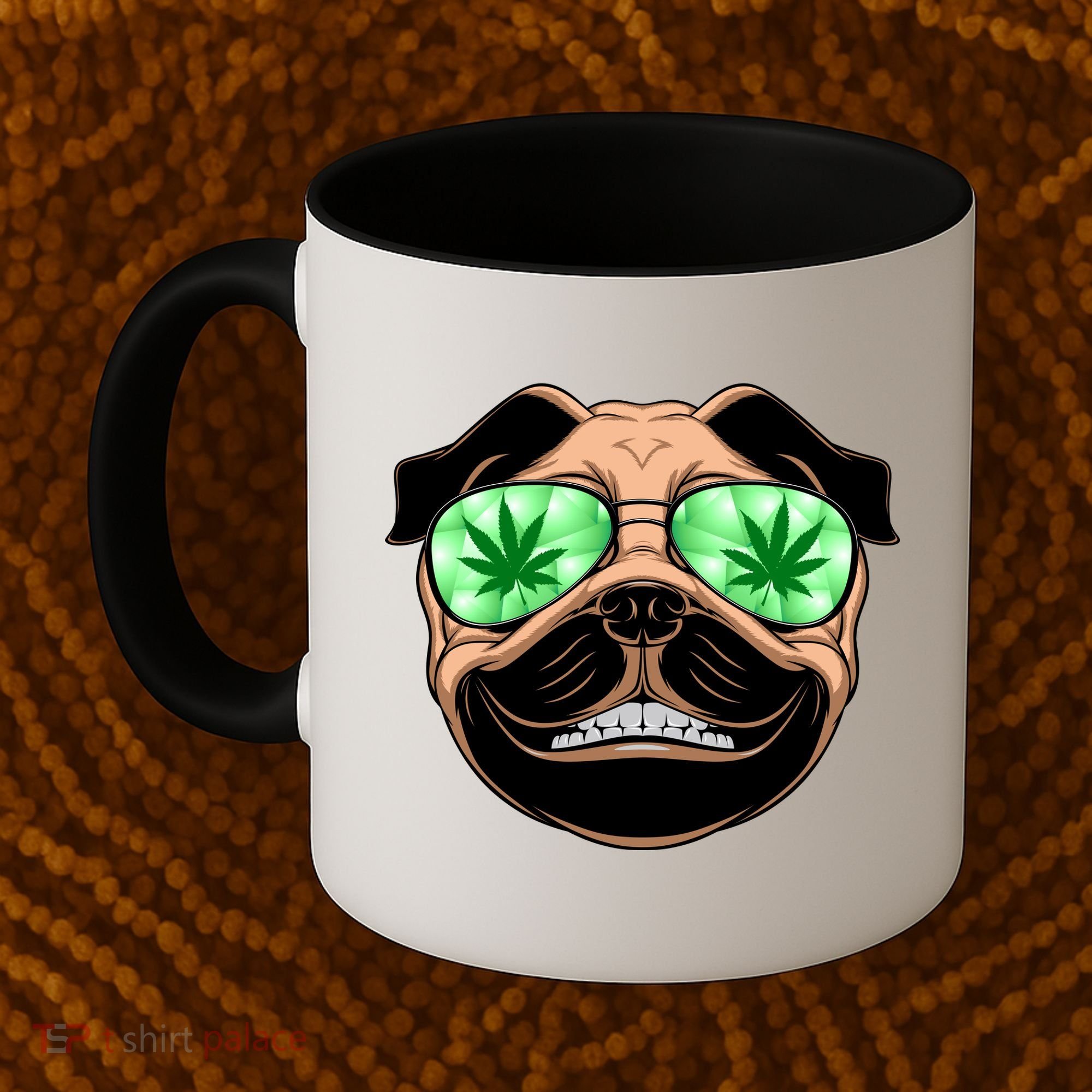 High Off Weed Smiling Pug Coffee Mug