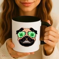 High Off Weed Smiling Pug Coffee Mug thumb 3