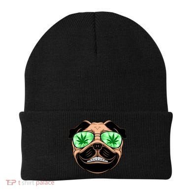 High Off Weed Smiling Pug Beanie