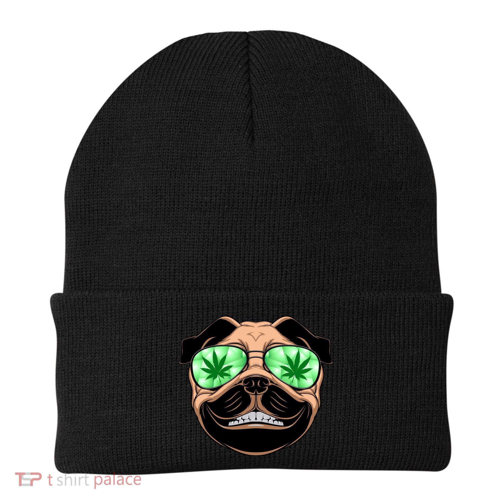 High Off Weed Smiling Pug Beanie