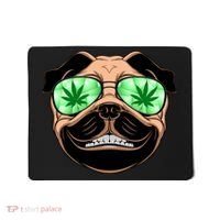 High Off Weed Smiling Pug Mousepad thumb 0