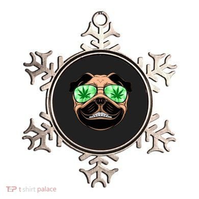 High Off Weed Smiling Pug Ornament