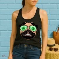 High Off Weed Smiling Pug Women's Tank Top thumb 2