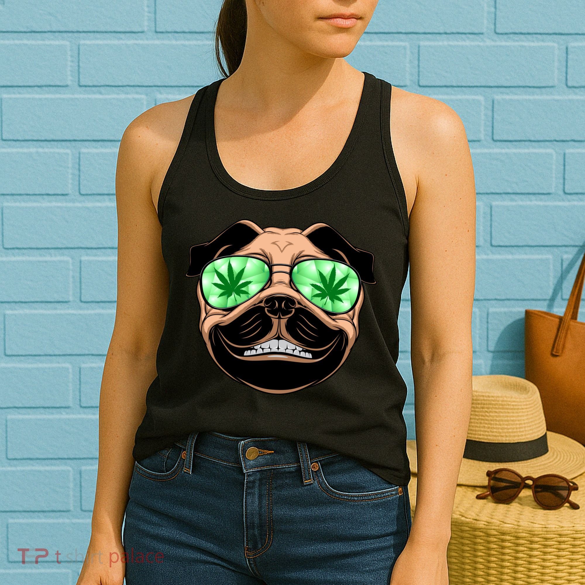 High Off Weed Smiling Pug Women's Tank Top