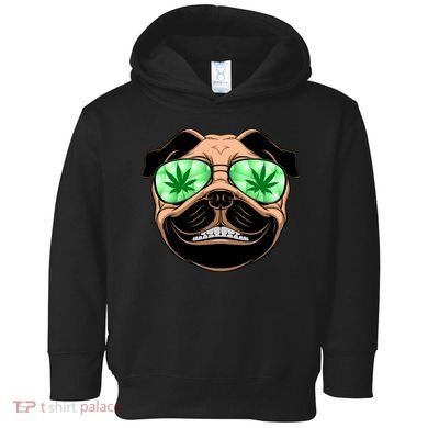 High Off Weed Smiling Pug Toddler Hoodie
