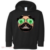 High Off Weed Smiling Pug Toddler Hoodie thumb 0