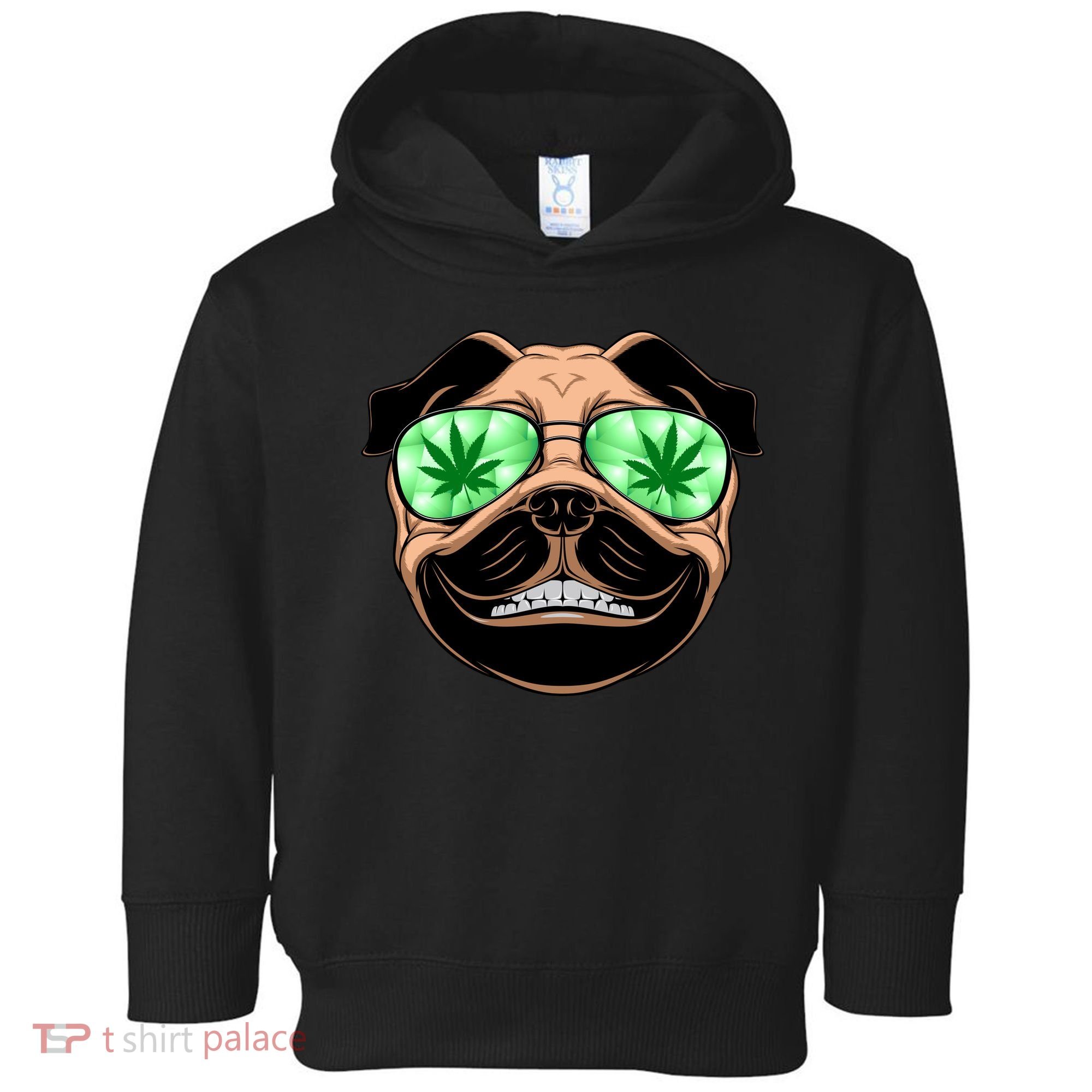 High Off Weed Smiling Pug Toddler Hoodie