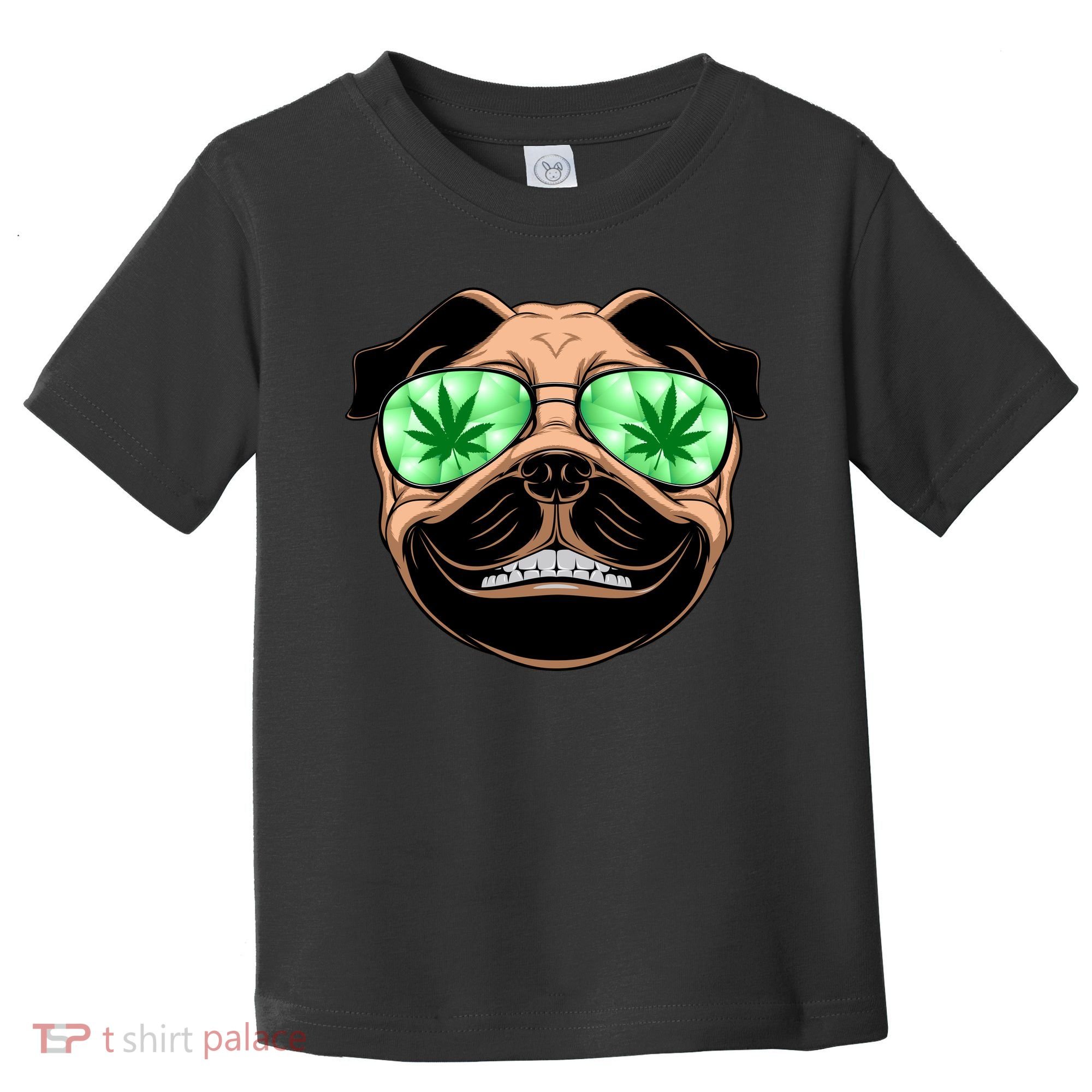 High Off Weed Smiling Pug Toddler T-Shirt