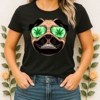 High Off Weed Smiling Pug Women's T-Shirt thumb 2