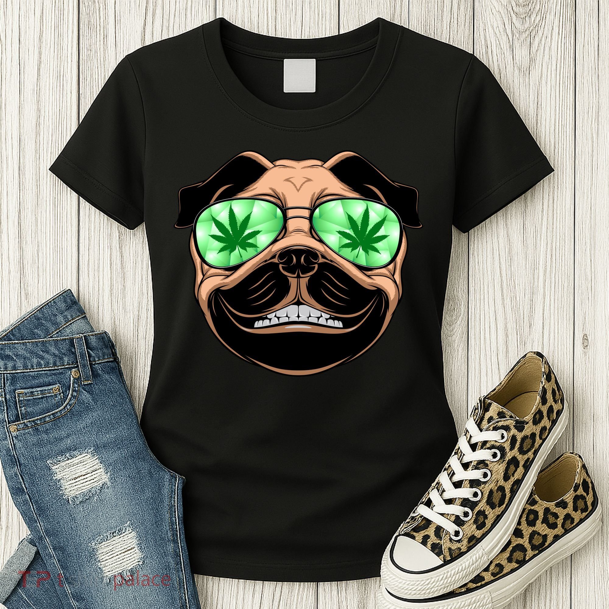 High Off Weed Smiling Pug Women's T-Shirt