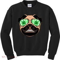 High Off Weed Smiling Pug Kids Sweatshirt thumb 0