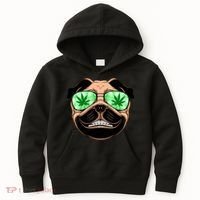 High Off Weed Smiling Pug Kids Hoodie thumb 0
