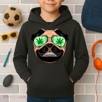 High Off Weed Smiling Pug Kids Hoodie thumb 2