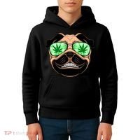 High Off Weed Smiling Pug Kids Hoodie thumb 4
