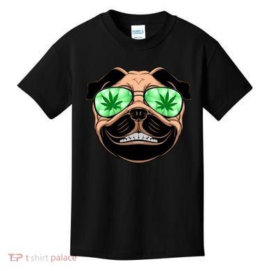 High Off Weed Smiling Pug Kids T-Shirt