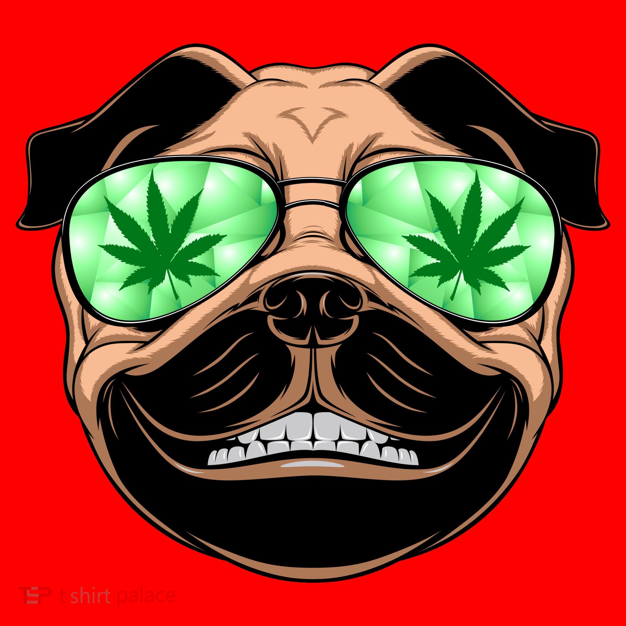 High Off Weed Smiling Pug Santa Hat