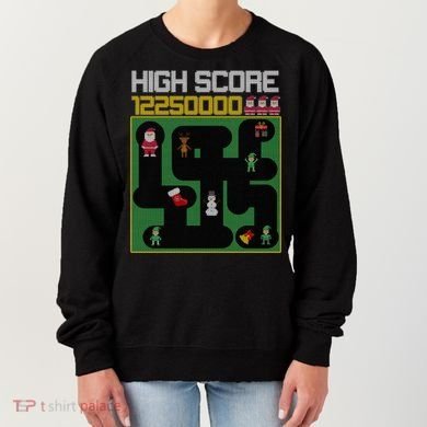 High Score 8-Bit Santa Game Ugly Christmas Women's Sweatshirt