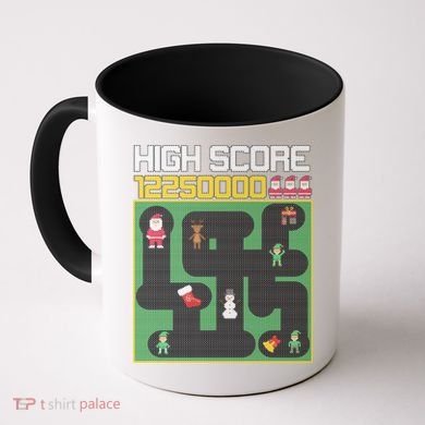 High Score 8-Bit Santa Game Ugly Christmas Coffee Mug