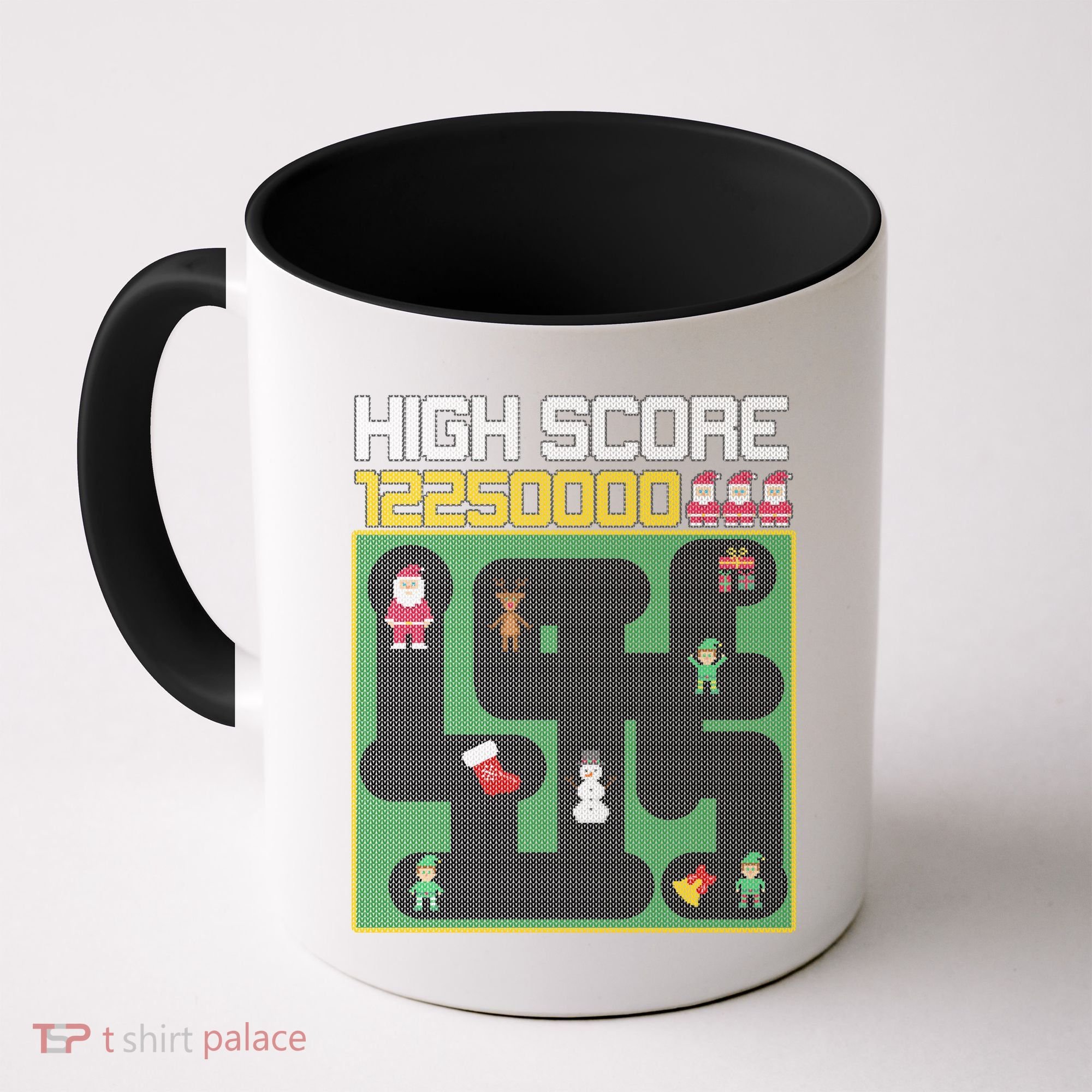 High Score 8-Bit Santa Game Ugly Christmas Coffee Mug