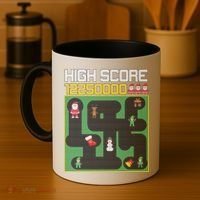 High Score 8-Bit Santa Game Ugly Christmas Coffee Mug thumb 4