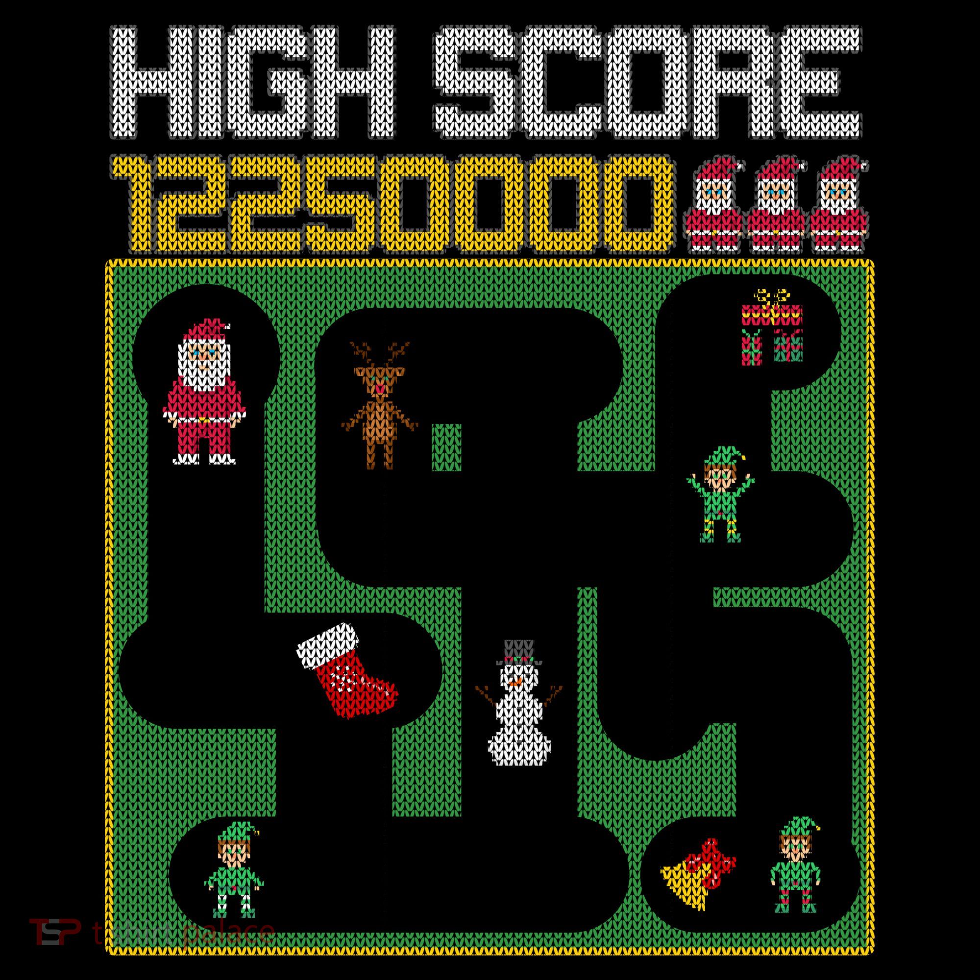 High Score 8-Bit Santa Game Ugly Christmas Women's Hoodie