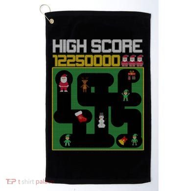 High Score 8-Bit Santa Game Ugly Christmas Golf Towel