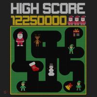 High Score 8-Bit Santa Game Ugly Christmas Golf Towel thumb 3