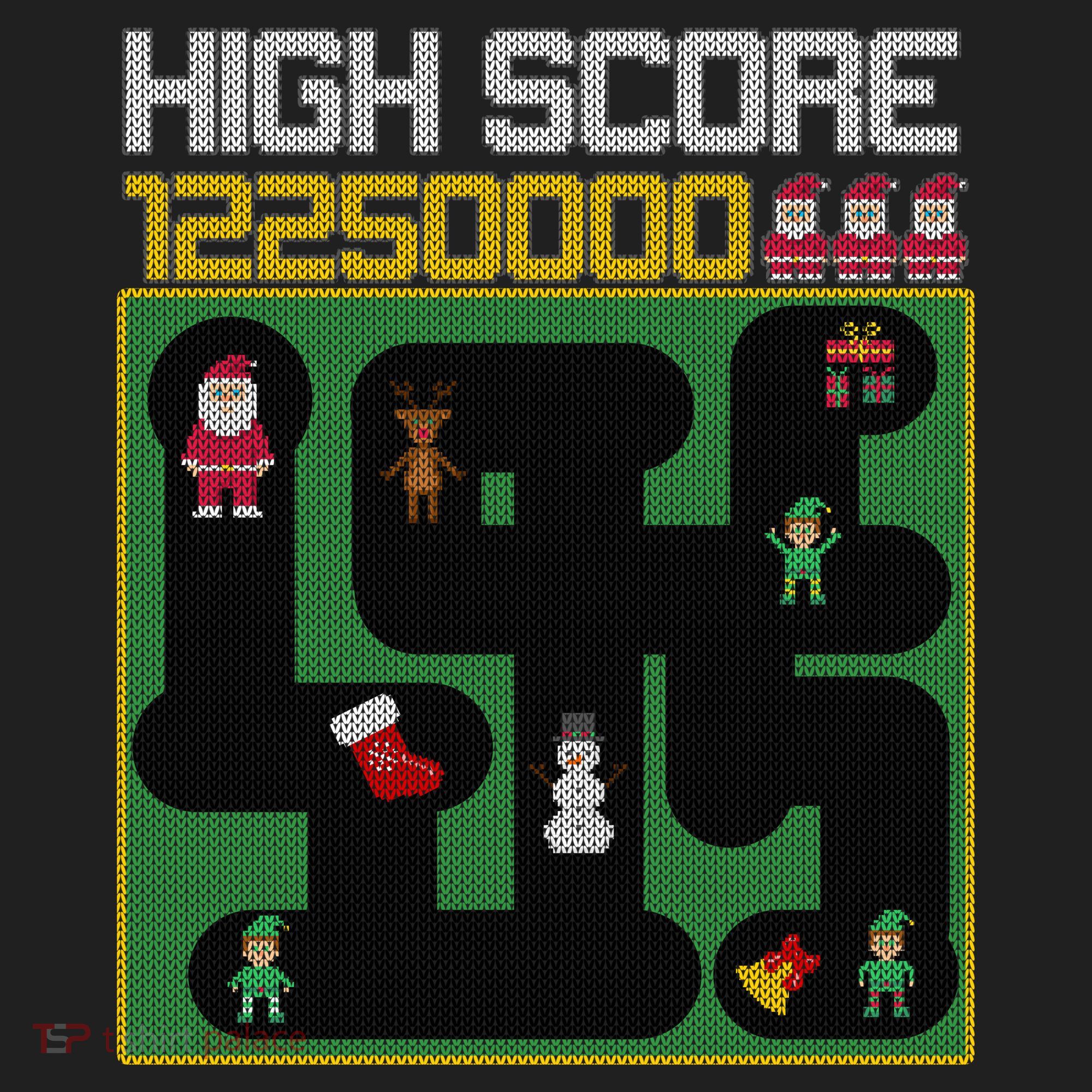 High Score 8-Bit Santa Game Ugly Christmas Golf Towel