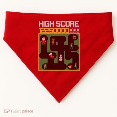 High Score 8-Bit Santa Game Ugly Christmas USA-Made Doggie Bandana