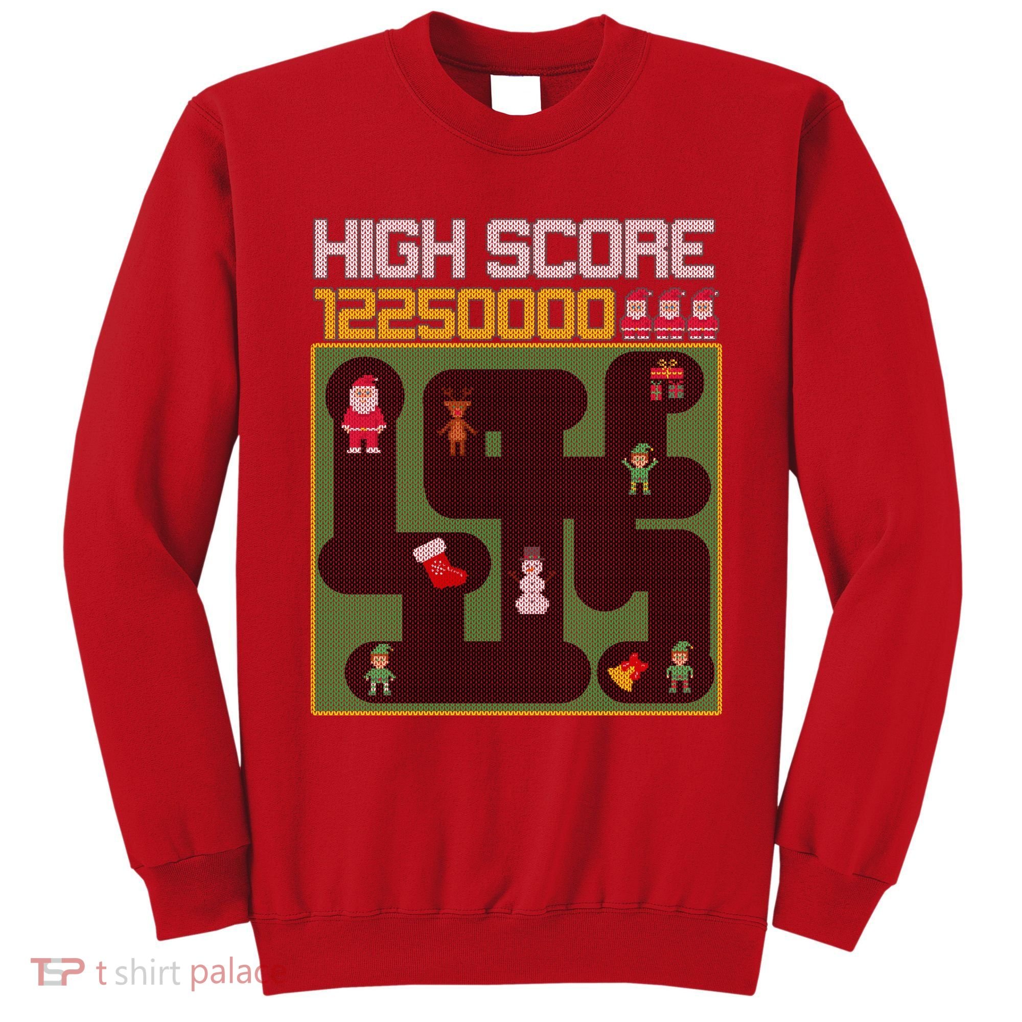 High Score 8-Bit Santa Game Ugly Christmas Sweatshirt
