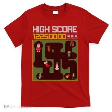 High Score 8-Bit Santa Game Ugly Christmas T-Shirt
