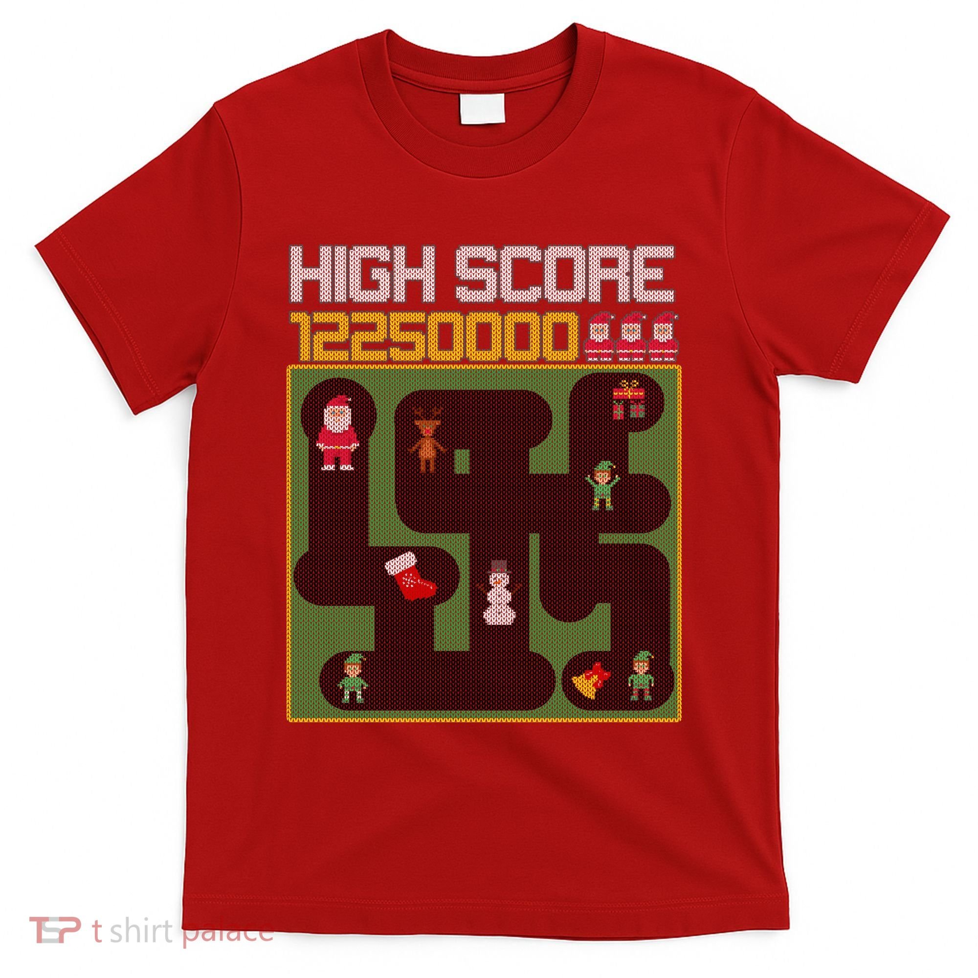 High Score 8-Bit Santa Game Ugly Christmas T-Shirt