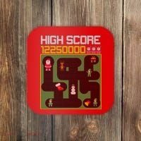 High Score 8-Bit Santa Game Ugly Christmas Coaster thumb 0