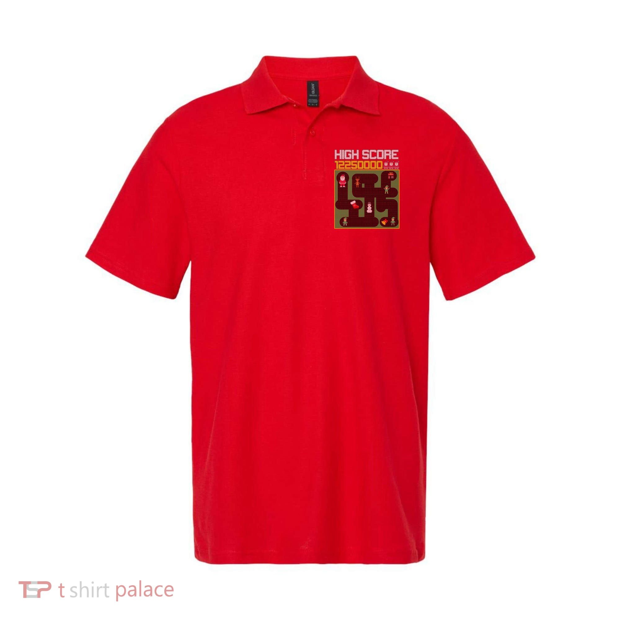 High Score 8-Bit Santa Game Ugly Christmas Polo