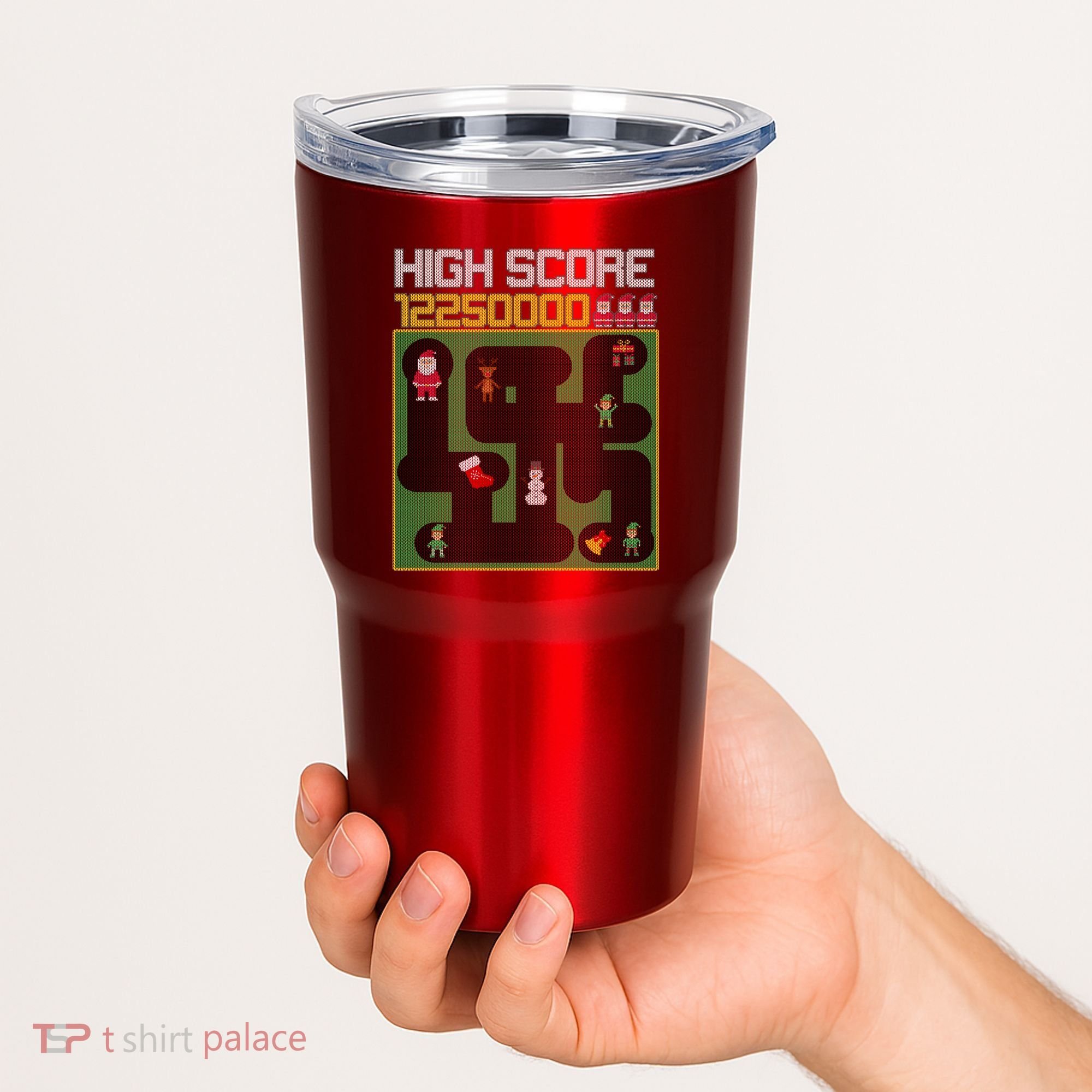 High Score 8-Bit Santa Game Ugly Christmas Tumbler