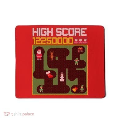 High Score 8-Bit Santa Game Ugly Christmas Mousepad